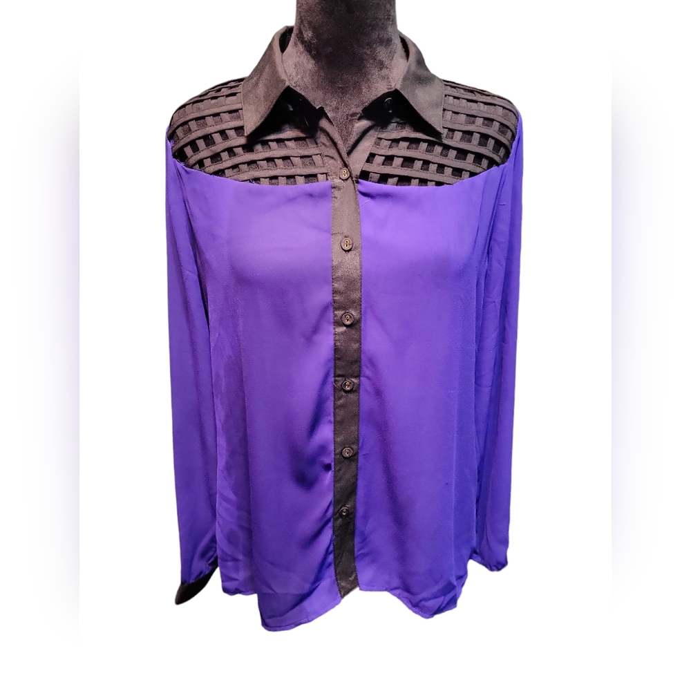 Chord Royal Sheer Purple Blouse Women's Medium